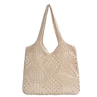 Crochet Bag, Hollow Out Beach Knit Tote Bag, Women's Large Shoulder Handbags Shopping Crocheted Hobo Bag