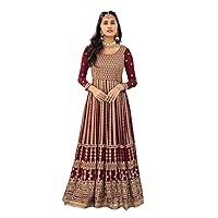 Indian Wedding Heavy Muslim Long Georgette Multi Thread sequin Anarkali gown Woman Dress 3151