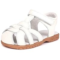Girls Genuine Leather Soft Closed Toe Princess Flat Shoes Summer Sandals(Toddler/Little Kid)