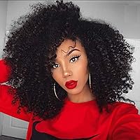 Dream Beauty Curly Afro Front Lace Wig Short Kinky Curly 180% Brazillian Human Hair Lace Frontal Wigs With Baby Hair For Black Women Pre Plucked(10 Inch, lace frontal wig)