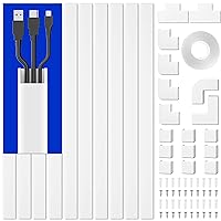 Cord Cover Raceway Kit, 157in Cable Cover Channel, Paintable Cord Concealer System , Cord Wires Hider, Hiding Wall Mount TV Powers Cords in Home Office, 10X L15.7in X W0.95in X H0.55in, White