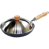 Riverlight JS1228 Kyoku JAPAN Iron Frying Pan with Lid Set, 11.0 inches (28 cm), Iron Nitriding, IH Compatible, Rust Resistant, Made in Japan