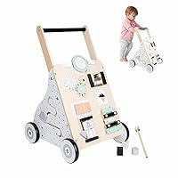 Wooden Baby Walker, Baby Push Walker with Wheels, Montessori Walker, Baby Activity Push Walker Toy for Girls Boys Learning to Walk, Develops Motor Skills and Stimulates Creativity