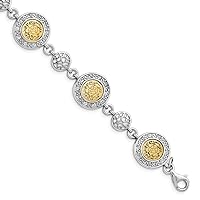 925 Sterling Silver Rhod Plated Gold tone Crystal With 1inch Ext. Bracelet 7 Inch Jewelry for Women