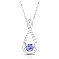 NATALIA DRAKE Tanzanite High Polish Twist Drop Infinity Necklace for Women in Rhodium Plated 925 Sterling Silver 18 Inch Chain