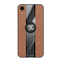Smartphone Flip Cases Compatible with iPhone XR Case,with Magnetic 360°Kickstand Case,Multi-Function Case Cloth Textue Shockproof TPU Protective Heavy Duty Case Flip Cases (Color : Brown)