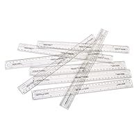 hand2mind Clear 12” Safe-T Plastic Ruler Set, Safety Ruler with Inches, Centimeters, and Millimeters, Semi-Flexible Ruler for Kids, Rulers Bulk for Classroom, School Supplies for Teachers (Set of 24)