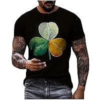 Men's Shamrock Graphic Tee Tops Funny Saint Patrick's Day Print Shirts Stylish Short Sleeve Graphic T-Shirts Top