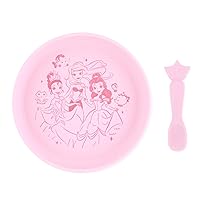 Bumkins Disney Baby and Toddler Plate and Spoon Set, Silicone Dish for Babies and Kids, Baby Led Weaning, Children Feeding Supplies, Microwave Safe, Platinum Silicone, Ages 6 Months Up, Princess