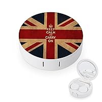 Keep Calm and Carry On UK Flag Contact Lens Case Portable Cute Eye Contacts Travel Kit with Mirror Container Holder Box