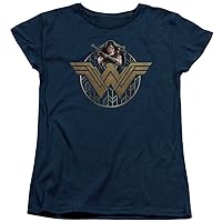 Ladies Wonder Woman Movie T-Shirt Power Stance & Emblem Shirt