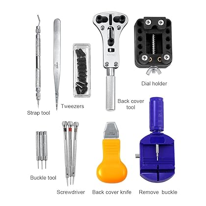 147 PCs Watch Repair Tool Kit Set Professional Spring Bar Tool Set Watch Link Pin Tool Back Opener Remover Watch Maintance Kits with Carrying Case & Hammer