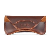 Genuine Leather Eyeglasses & Sunglasses Case with Magnetic Snap Closure