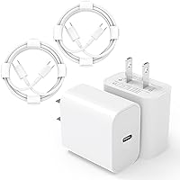 iPhone 15 Charger USB C Wall Charger iPad Pro Charger 2-Pack 20W Type C Charger Block with 2 Pack 6FT USB C Cable for iPhone 15/15 Plus/15 Pro/15 Pro Max/iPad Pro/Mini/Air/Air4/AirPods/Switch/Samsung