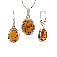 Amber Pendant & Earrings set, Sterling Silver Amber Jewellery, Real Baltic Amber Jewelry set, Gift Jewelry, Honey amber jewelry