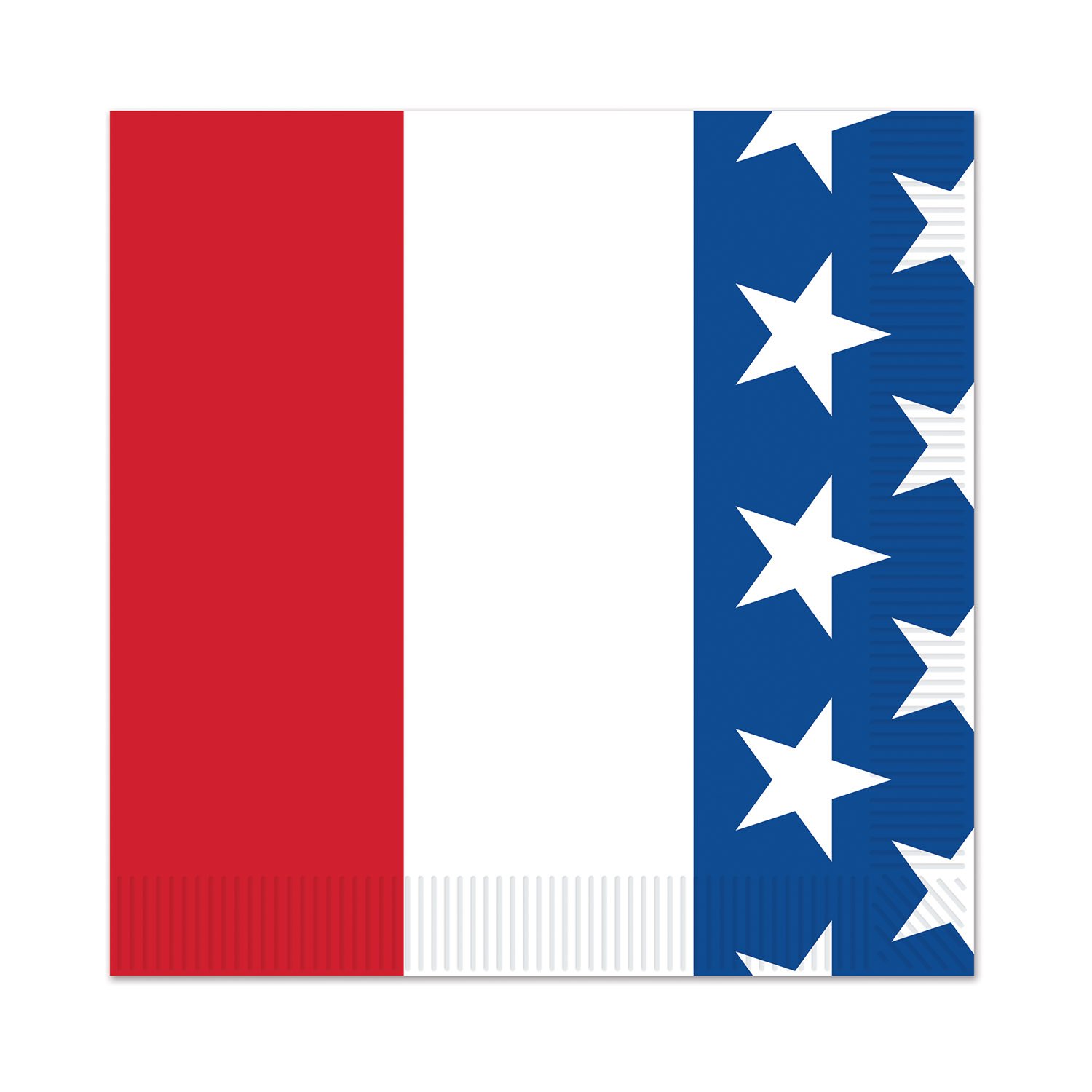 Beistle Patriotic Beverage Napkins, standard, Red/White/Blue