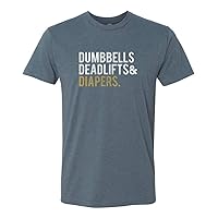 Men's Triple-D T-Shirt, Steel Blue - Dumbbells Deadlifts & Diapers Tee for Proud Dads