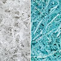 MagicWater Supply - White & Diamond Pastel Blue (2 LB per color) - Crinkle Cut Paper Shred Filler great for Gift Wrapping, Basket Filling, Birthdays, Weddings, Anniversaries, Valentines Day