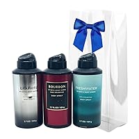 Bath and Body Works Gift Pack for Holiday Deodorizing Body Spray - Graphite, Bourbon and Freshwater 3.7oz each Bath and Body Works Gift Pack for Holiday Deodorizing Body Spray - Graphite, Bourbon and Freshwater 3.7oz each