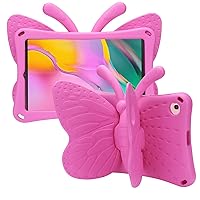 Compatible with Lenovo Tab M10 FHD Plus Kids case Cute Butterfly Case with Stand for Kids Light Weight EVA Rugged Shockproof Heavy Duty Kids Friendly Full Cover for Tab M10 Plus (Rose)