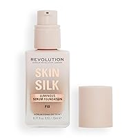 Revolution Beauty, Skin Silk Serum Foundation, Light to Medium Coverage, Lightweight & Radiant Finish, Contains Hyaluronic Acid, F10 Medium Skin Tones, 0.77 Fl. Oz.