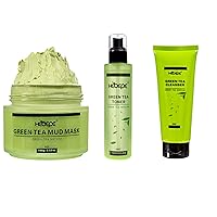 Green Tea Matcha Mud Mask, Green Tea Face Toner, Green Tea Face Cleanser Set