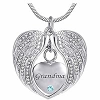 Heart Cremation Urn Necklace for Ashes Urn Jewelry Memorial Pendant with Fill Kit and Gift Box - Always on My Mind Forever in My Heart for Grandma(June)