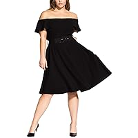 City Chic Trendy Plus Size Off-The-Shoulder Fit & Flare Dress