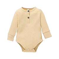 Organic Cotton Infant Boy Infant Kids Newborn Baby Girls Boys Long Sleeve Solid Ribbed Romper Baby Boy Summer Clothes