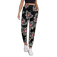 Eagle Heraldic Style with Crown Women's Sweatpants Casual Lounge Jogger Pant Soft Workout Pants with Pockets