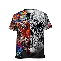 Mens Cool-Novelty T-Shirt Graphic-Tees Funny-Vintage Short-Sleeve Jiuce Hip-Hop: Crazy Skulls Fashion Special Country Gift