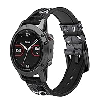 CA0599 Inside Watch Black Leather Smart Watch Band Strap for Garmin Vivoactive 4S Vivomove 3S Size (18mm)