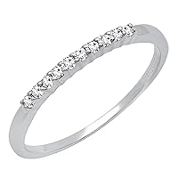 Dazzlingrock Collection Round Gemstone or Diamond Classic, Elegant Anniversary Stackable Wedding Band for Her | 925 Sterling Silver