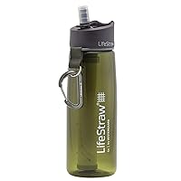 LifeStraw Go Bottle 2-Stage with Integrated 1,000 Liter LifeStraw Filter and Activated Carbon, Green, 22oz