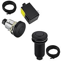 Garbage Disposal Air Switch Kit, UL Listed, Sink Top Push Button with Brass Cover, Matte Black