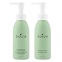 BOSCIA - MakeUp-BreakUp Cool Cleansing Oil & Exfoliating Peel Gel - Vegan, Cruelty-Free, Natural Skin Care - Bundle