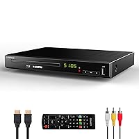 HD Blu-Ray Disc Player for TV with HDMI and AV Cables, 1080P, Built-in PAL NTSC, Coaxial Output, USB Input