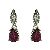 Carillon Ruby Natural Gemstone Pear Shape Drop Dangle Anniversary Earrings 925 Sterling Silver Jewelry