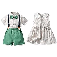 Fashion Brother and Sister Matching Outfits Toddler Baby Boys Gentleman Suits Infant Girls Cute Dresses