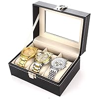 Watch Box Watch Box PU Watch Box Case Jewelry Display Storage With Glass Top And Removal Storage Pillows Black Watch Organizer Collection (Size : S)