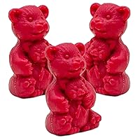 La de Marseille - French Teddy Bear Shaped Soap for Body Wash or Decoration - Raspberry Fragrance - 20g Novelty Bars - Set of 3
