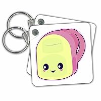 3dRose Cute Kawaii Backpack Back to School Character - Key Chains, 2.25