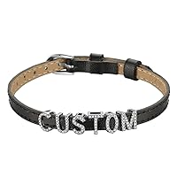 Customized Black Leather Bracelets for Men Women, Width 6/9/19/22MM, Personalized Punk Jewelry Bangle Genuine Leather Wristband, Send Gift Box