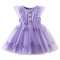 TTYAOVO Baby Girl Dress Summer Casual Tulle Butterfly Dresses Size 100(3 Years, 87 Lavender)