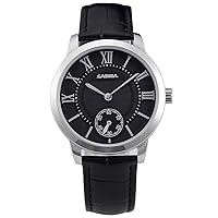 Women's Fashion Black Women Stainless Steel Quartz Wrist Watches Leather Band 2605-SL7
