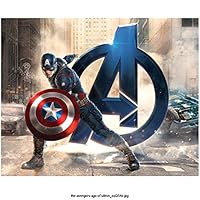 Avengers: Age of Ultron 8x10 Photo Captain America w/Shield in Front of Avengers Symbol kn