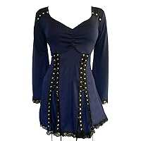 Dare to Wear Elektra Corset Top: Gothic Punk Rock Steampunk Women's Tunic Shirt for Everyday Halloween Cosplay Concerts