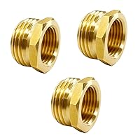 3/4” GHT Male x 1/2” NPT Female Connector, Brass Garden Hose Fitting, Adapter, Industrial Metal Brass Garden Hose to Pipe Fittings Connect (3 Pack)