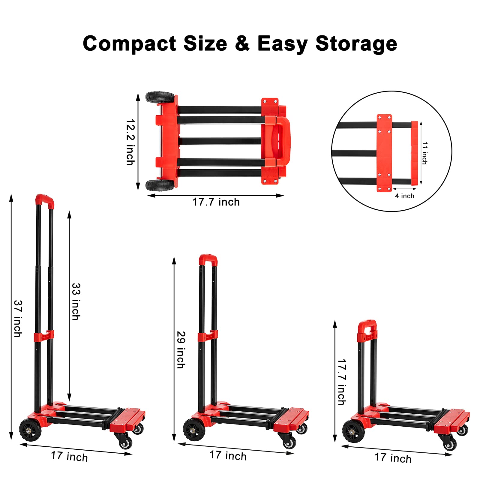 Mua KEDSUM Folding Hand Truck, 290 lbs, Wheels Solid Construction Heavy  Duty Utility Cart, Portable Fold Up Dolly, Compact and Lightweight for  Luggage, Personal, Travel, Moving and Office Use(Red) trên Amazon