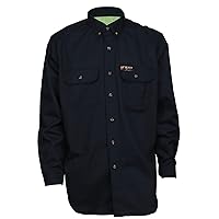 Summit Breeze Flame Resistant FR Long Sleeve Shirt, 7-Ounce Cotton, Vents, Men's Work Shirt, Navy, Small